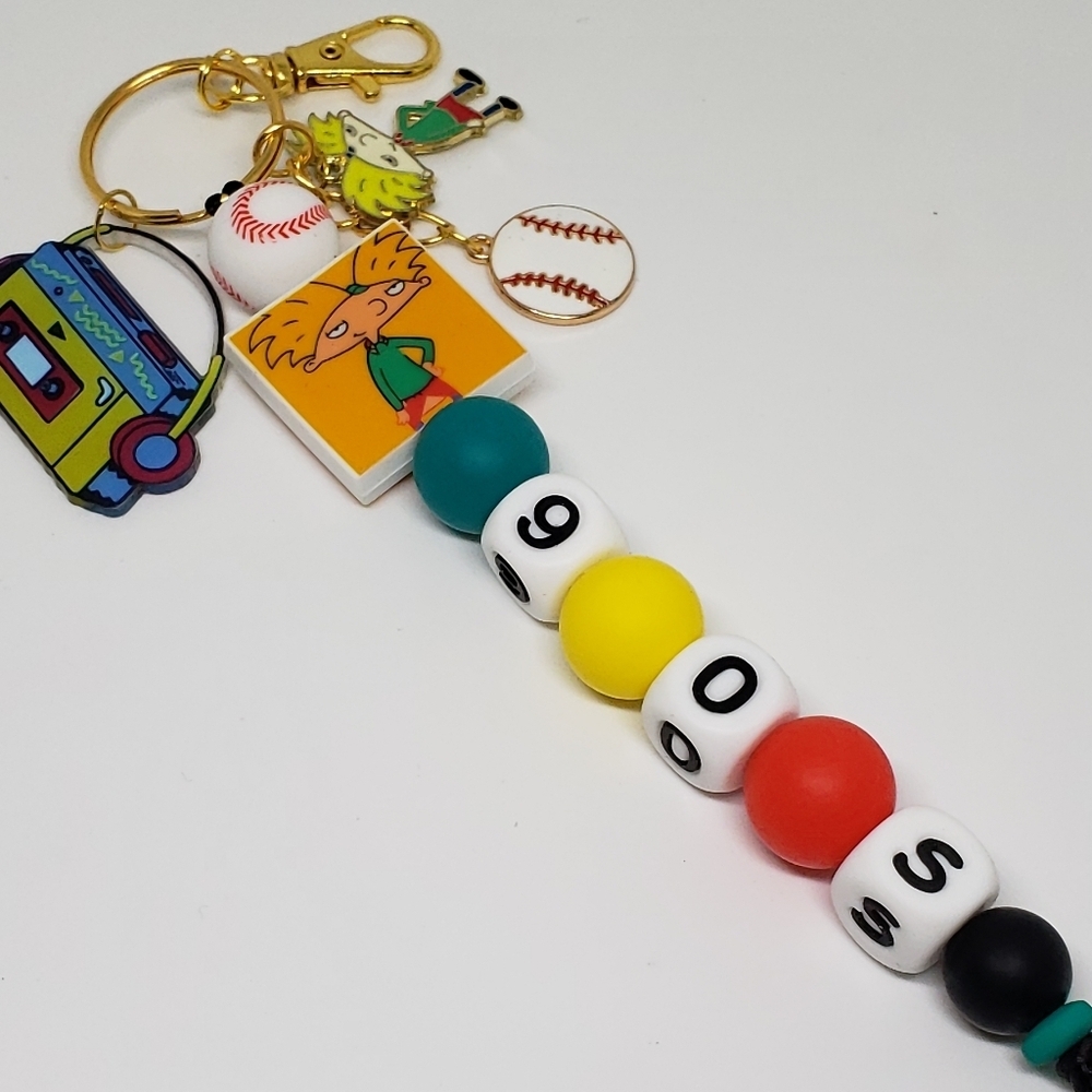 Handmade 90s Hey Arnold Silicone Beaded Keychain